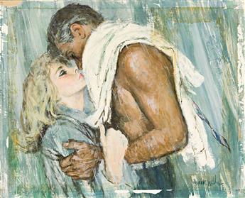 MARK MILLER (1935-2008) Embrace in the rain.